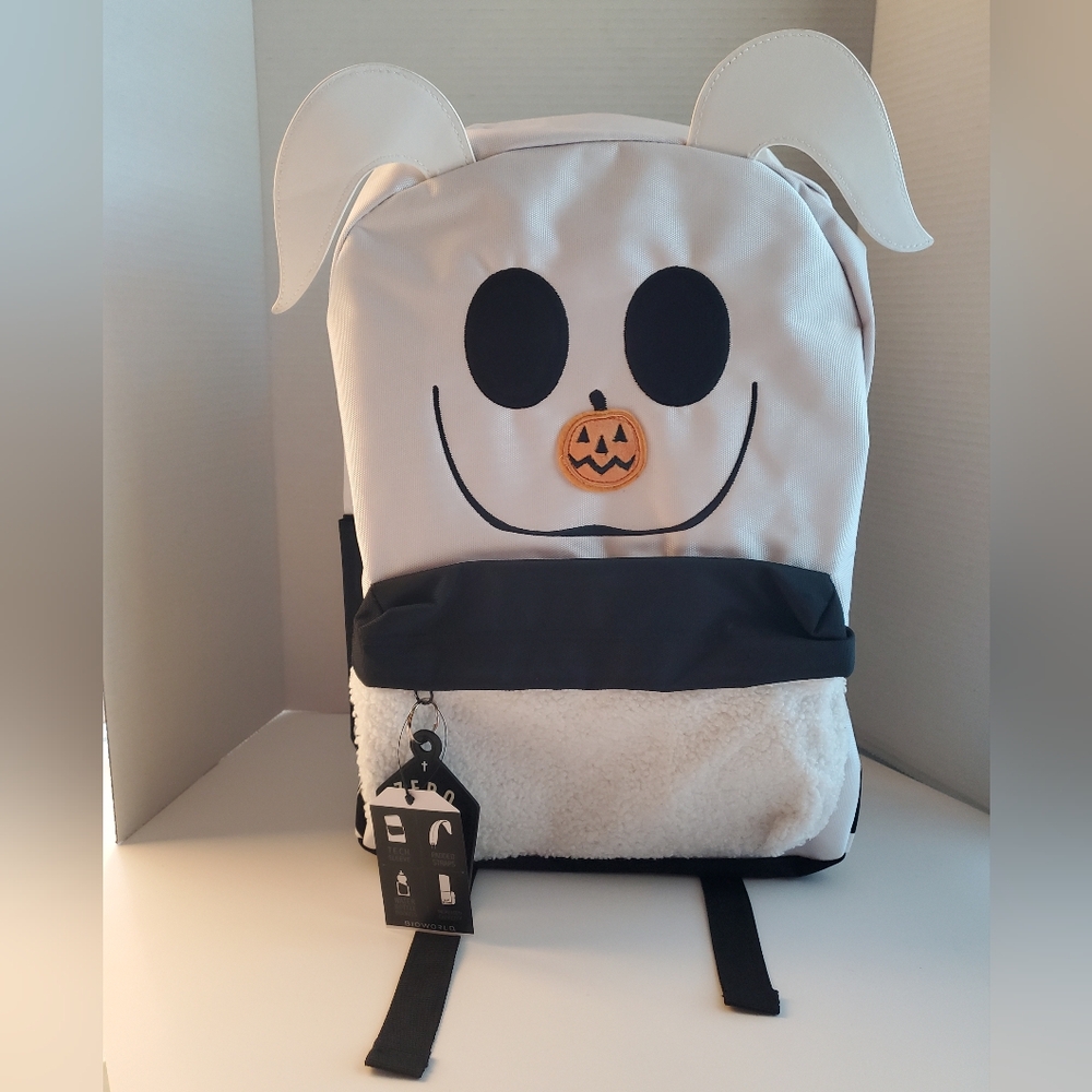 Zero Character White Furry/Fuzzy Backpack Black Nightmare Before Christmas *READ